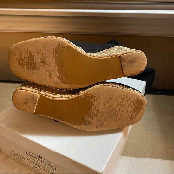 Black cotton knee length boots-size 8 - Picture 4 of 4